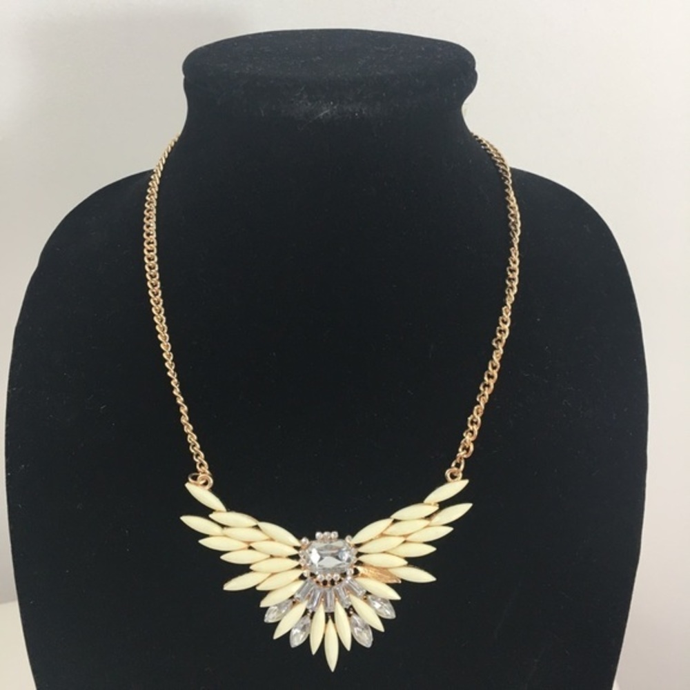 Cream Rhinestone & gold statement necklace